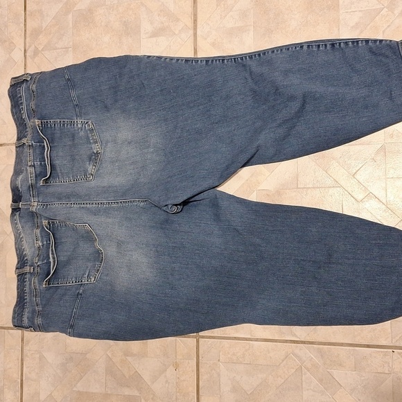 Q women's Torrid solid blue stretch dungaree capris size 30XS - Picture 3 of 7